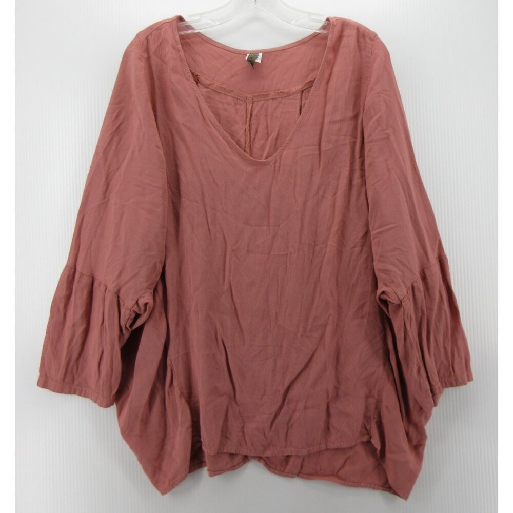XCVI Top Large Pink Blouse Pullover Oversized Boho Peasant Rayon *